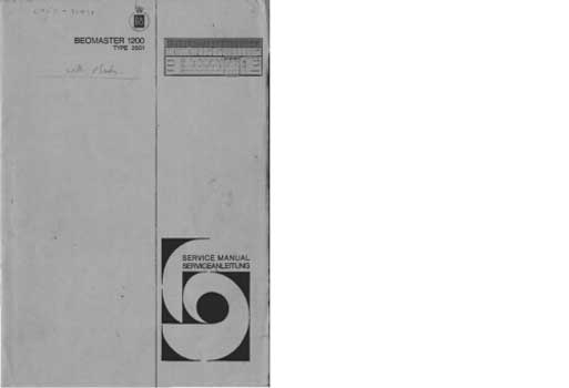 Bang and Olufsen Beomaster 1200 service manual PDF